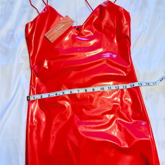 Red High-Shine Faux Leather Slip Dress – Size M (NWT) - Picture 3 of 6